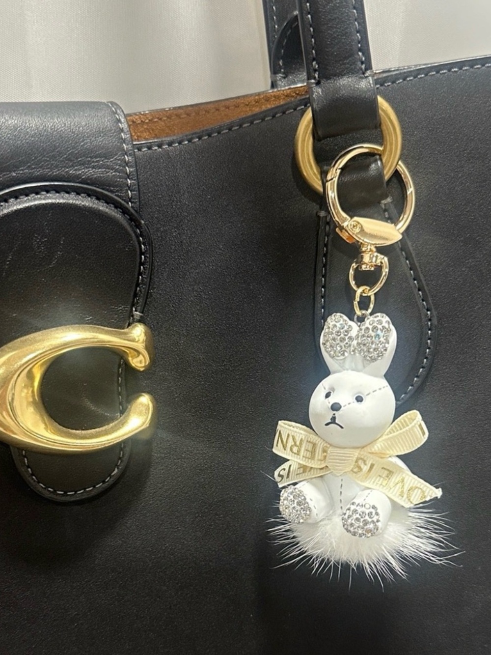 White Bunny Crystal Keychain (bag not included)